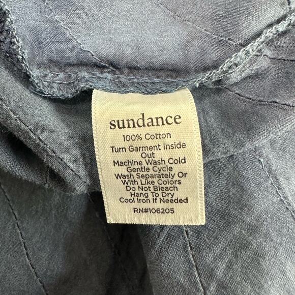 Sundance Popover Top Womens Medium Textured Blue 100% Cotton Comfort Shirt India - Picture 6 of 6
